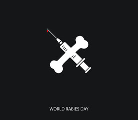World rabies day concept. Syringes & bone. vector illustrations.
