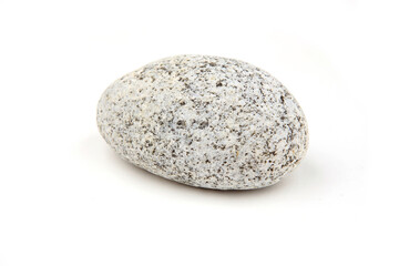 Fototapeta na wymiar Sea smooth oval pebble isolated on white background. Round pebble stone from Baltic sea beach.