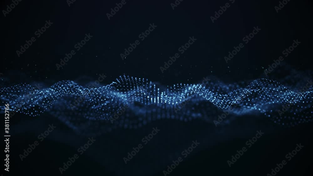 Wall mural abstract digital particle wave and light abstract background ,animation cyber or technology backgrou