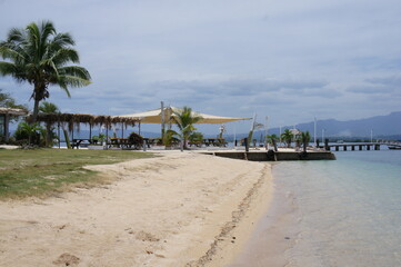 Desert coast of the Pacific Ocean on one of the islands of the Fiji archipelago