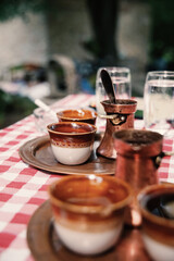 Traditional Turkish coffee in a Serbian restaurant.