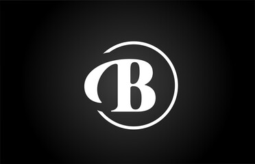 B alphabet letter logo icon in black and white color. Simple and creative circle design for business and company