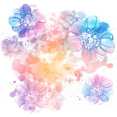 Watercolor abstract floral background - 381154901