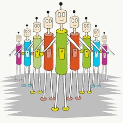 people holding hands with icons