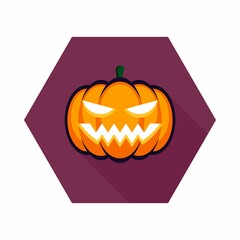 Halloween pumpkin, scary or spooky creepy pumpkins, Halloween holiday. Isolated icon.