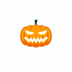 Halloween pumpkin, scary or spooky creepy pumpkins, Halloween holiday. White background. Isolated icon.