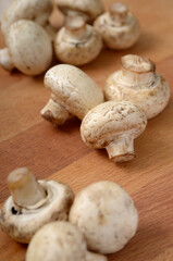 mushrooms on a wooden board