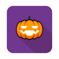 Halloween pumpkin, scary or spooky creepy pumpkins, Halloween holiday. Isolated icon.
