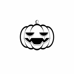 Halloween pumpkin, scary or spooky creepy pumpkins, Halloween holiday. Black outline design. Isolated icon.