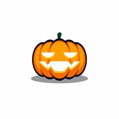 Halloween pumpkin, scary or spooky creepy pumpkins, Halloween holiday. Shadow design. Isolated icon.
