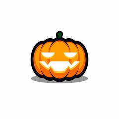 Halloween pumpkin, scary or spooky creepy pumpkins, Halloween holiday. Black stroke and shadow design. Isolated icon.