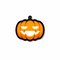 Halloween pumpkin, scary or spooky creepy pumpkins, Halloween holiday. Black stroke and shadow design. Isolated icon.
