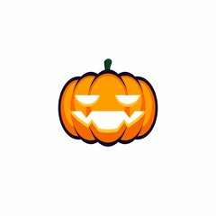Halloween pumpkin, scary or spooky creepy pumpkins, Halloween holiday. White background. Isolated icon.