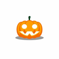 Halloween pumpkin, scary or spooky creepy pumpkins, Halloween holiday. Shadow design. Isolated icon.