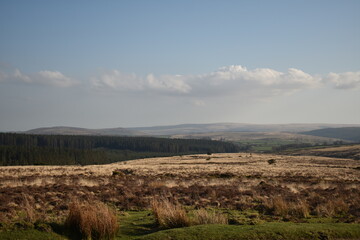 The rolling hills of Dartmoor, England