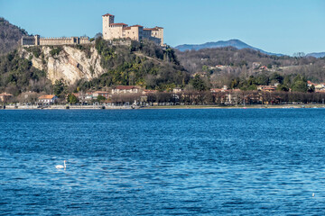 Landscape of the castle of Angera and the city