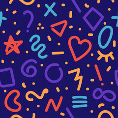 Memphis doodle background. Seamless pattern for fabric design