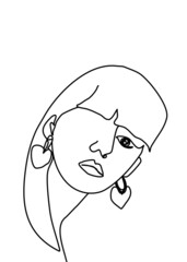 drawing line, model pose face,a continuous line