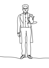 Drawing line , the service man  hotel, a continuous line