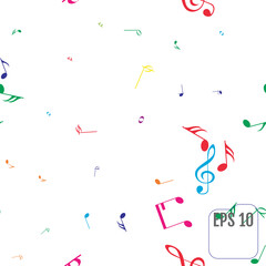 Seamless Pattern with Colorful music notes