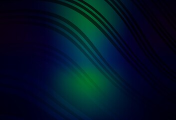 Fototapeta premium Dark Blue, Green vector texture with curved lines.