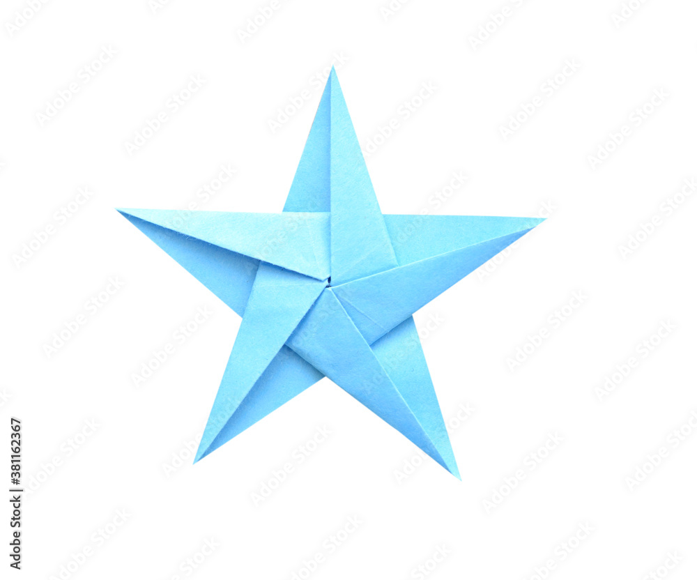 Wall mural a blue paper star isolated white