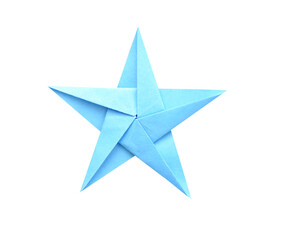 A blue paper star isolated white