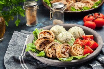 Pork rolls stuffed with mozzarella