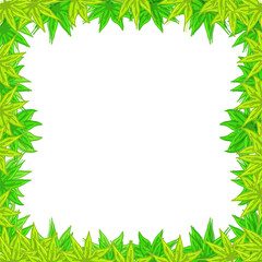 green leaves frame, hand drawn vector. nice nature background for text, presentation, greeting and invitation card, announcement. simple sketch with pen, modern scribble. cartoon style. natural frame.
