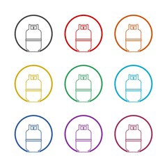 Simple Gas bottle icon, color set