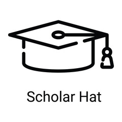 graduation hat vector line icon
