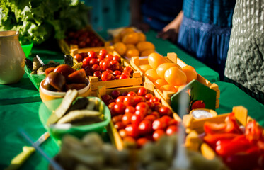 vegetables on the table in the sun