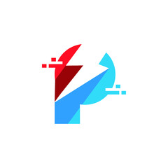 P alphabet  logo electricity technologies vector icon illustrations
