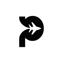 P alphabet logo AIRCRAFT technologies vector icon illustrations