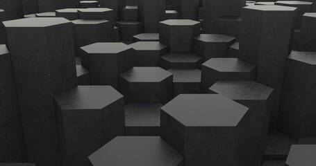 Abstract dark hexagon geometry background.