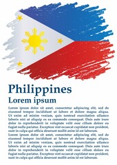 Obraz na płótnie Canvas Flag of the Philippines, Republic of the Philippines. Template for award design, an official document with the flag of the Philippines. Bright, colorful vector illustration. 