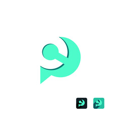 P alphabet  logo PC technologies vector icon illustrations