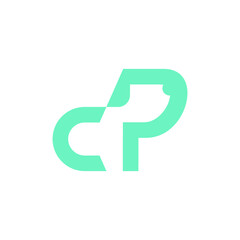 P alphabet PC logo dog technologies vector icon illustrations