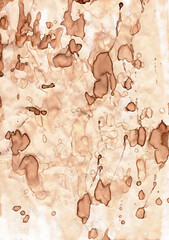 Vintage paper background isolated. The old paper texture is light brown with a lot of chaotically scattered drops of splashes of a darker brown color . paper colored with coffee