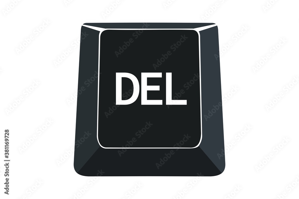 Fototapete del key on computers keyboard with white background