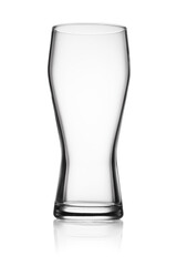 Empty transparent glass for beer isolated on white.