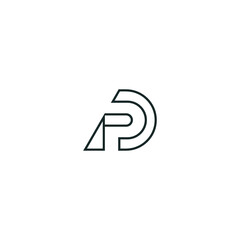 PD alphabet logo lineart P technologies vector icon illustrations
