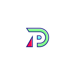 PD alphabet logo lineart P technologies vector icon illustrations