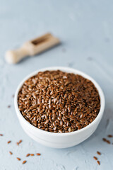 flax seed in white bowl