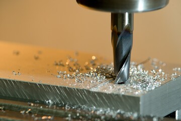 Obraz na płótnie Canvas Machine Machining of metals, milling and grinding, CNC machines, robotic machined metals.