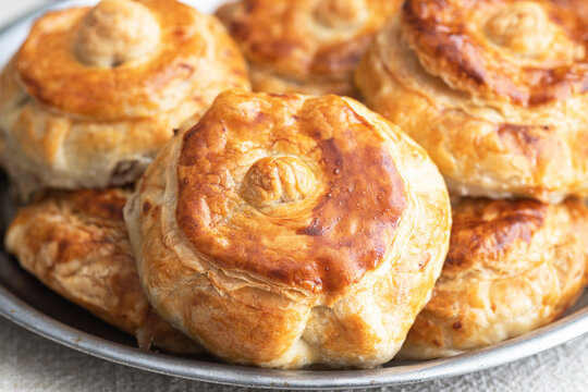 Traditional Tatar Food, Balish with filling from meat  and potato