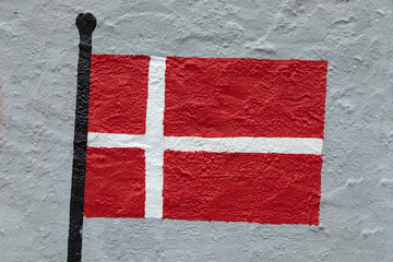 Flag of Denmark, painted on a wall