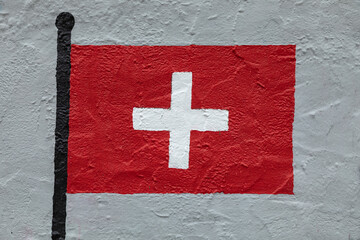 Flag of Switzerland, painted on a wall
