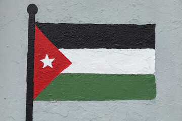 Flag of Jordan, painted on a wall