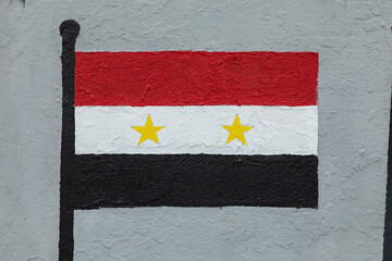 Flag of Syria, painted on a wall